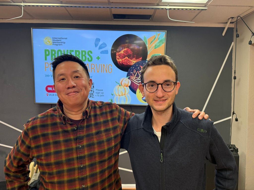 Max Gehring with his mentor at an ISMP workshop evening